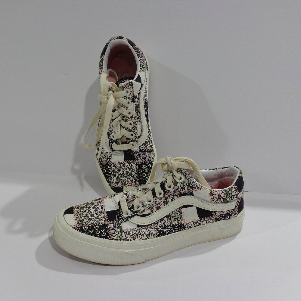 Vans Old Skool Sneaker Shoes Patchwork Floral Low Top‎ Black Sz Women 6 Men 4.5